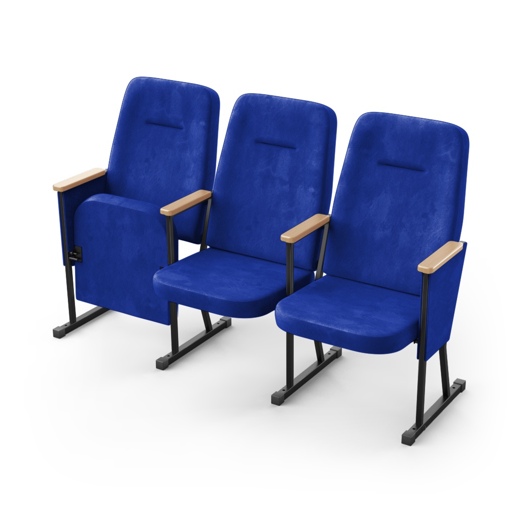 Крісло секційне ПРЕМ'ЄРА АКОРД з дерев'яним підлокітником та фальшпанелями, 3 секції